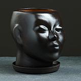 Фигурное кашпо "Голова", чёрное, 17х14х15см, фото 5