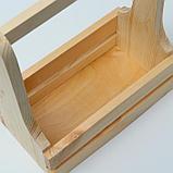 Кашпо деревянное 25×14×29(9) см, с ручкой сглаженной, с прорезью, фото 4