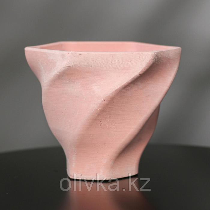 Кашпо винтовое из гипса «Феерия», цвет розовый, 15 × 14 см