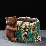 Кашпо керамическое "Медведь у пенька" 15*11*10см, фото 2