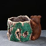 Кашпо керамическое "Медведь у пенька" 15*11*10см, фото 4