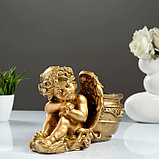 Фигурное кашпо "Спящий ангел" бронза 32см, фото 2