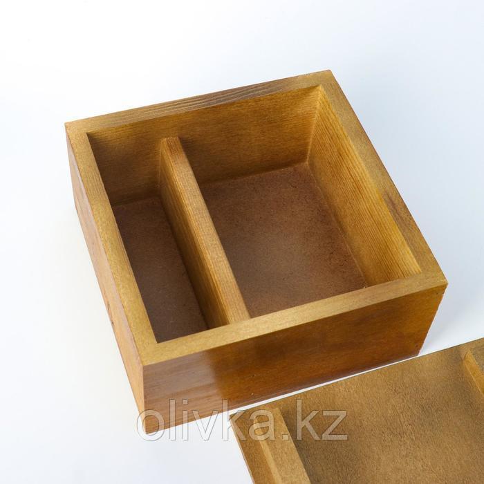 Кашпо деревянное 19×19×10 см, брашированное