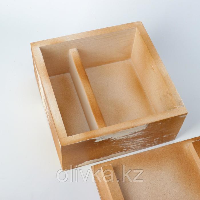 Кашпо деревянное 19×19×10 см, состаренное