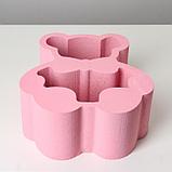 Пенобокс 25×23×10 см кашпо для цветов и подарков "Плюшевый мишка, бантик", розовый, фото 3