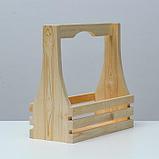 Кашпо деревянное 30×13,5×29(9) см, с фигурной ручкой, с двойной прорезью, фото 3