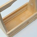 Кашпо деревянное 30×13,5×29(9) см, с фигурной ручкой, с двойной прорезью, фото 4