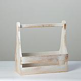 Кашпо деревянное 30×14×30 см, двухреечное, фигурное, состаренное, фото 2