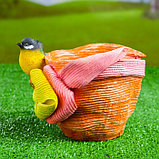 Фигурное кашпо "Птичка на шляпе с бантиком" 21х17 см, фото 6
