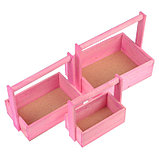 Набор кашпо деревянных подарочных Элегант "Классик", 3 в 1, с ручкой, розовый, фото 3
