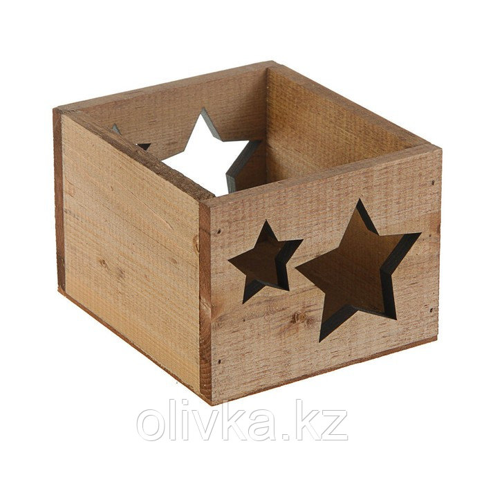 Кашпо деревянное 14.5×12.5×9 см Элегант "Звёзды", венге Дарим Красиво