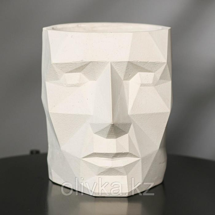 Кашпо полигональное «Голова», цвет белый, 16 × 20 см