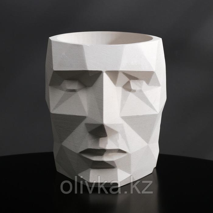 Кашпо полигональное «Голова», цвет белый, 16 × 20 см
