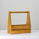 Кашпо деревянное 30×14×30 см, двухреечное прямое, брашированный, фото 2