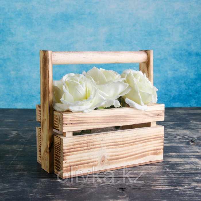 Кашпо деревянное 20×11×9 см "Бавария", с ручкой, экзотик