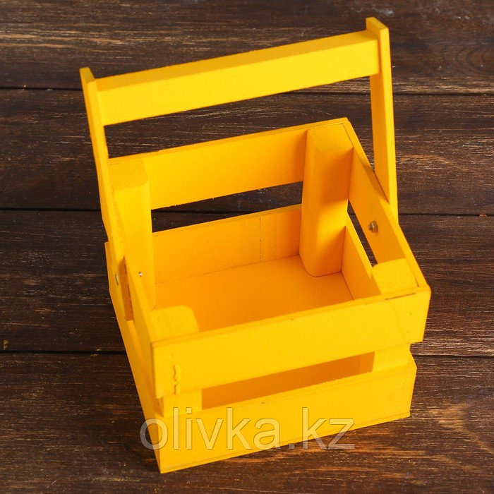 Кашпо деревянное 12×11×9 см "Однушка Лайт", двухреечное, жёлтый Дарим Красиво - фото 2 - id-p88743987