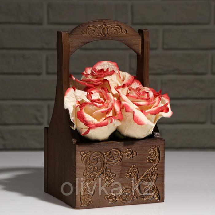 Кашпо деревянное "Хозяюшка", с ручкой, венге, 14×12,5×10(27) см