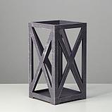 Кашпо деревянное 14×14×26 см "Фонарь Хай-тек Прованс", серый графит, фото 3