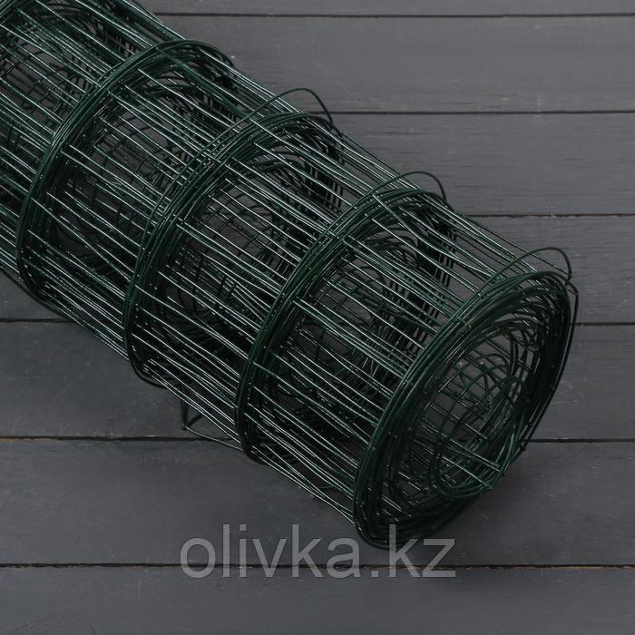 Сетка сварная, 1,5 × 10 м, ячейка 75 × 100 мм, d = 1,6 мм, металл с ПВХ покрытием, зелёная