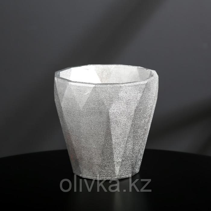 Кашпо из гипса «Полигональ», цвет серебрянный, 10.5 × 11 см