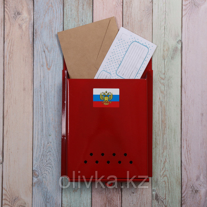 Ящик почтовый без замка (с петлёй), вертикальный, «Почта», бордовый