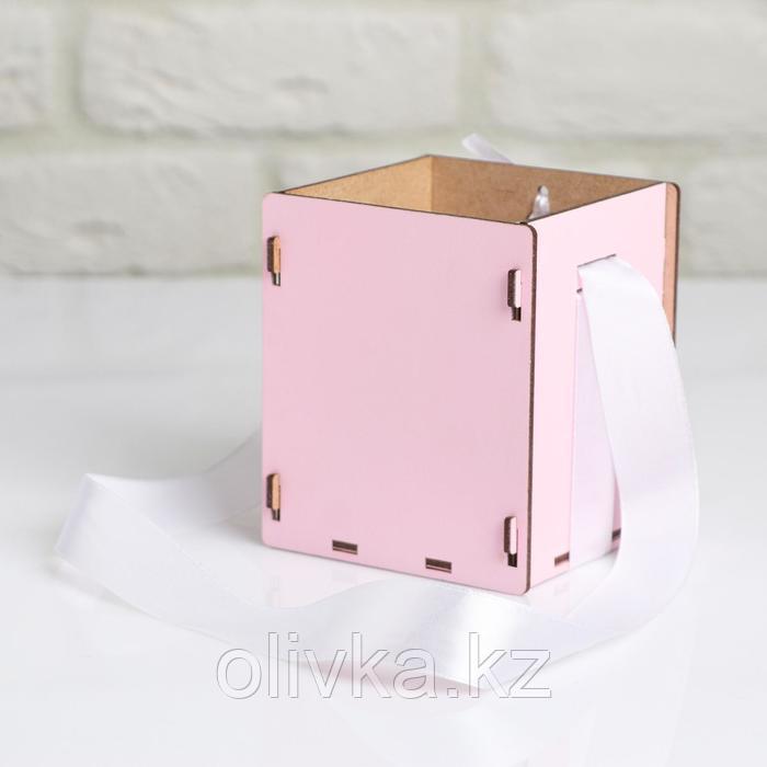 Кашпо деревянное, 10.5×10.5×12 см "Новогоднее. Шар", подарочная упаковка, розовый-золотой - фото 5 - id-p88744087