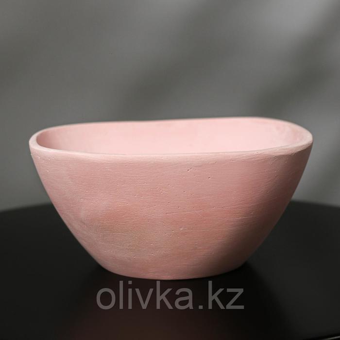 Кашпо квадратное из гипса «Классика», цвет розовый, 20 × 8.5 см
