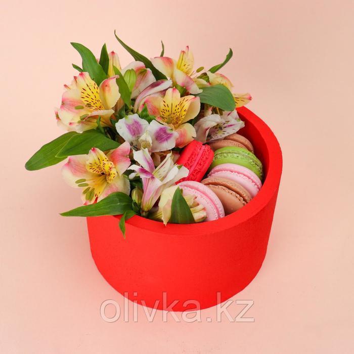 Пенобокс 16×16×10 см кашпо для цветов и подарков "Круг", красный