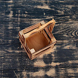 Кашпо деревянное 12×11×9 см "Однушка Лайт", двухреечное, обжиг Дарим Красиво, фото 2