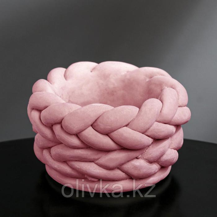 Кашпо гипсовое «Вязка», цвет розовый, 13 × 7.7 см