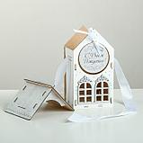 Коробка деревянная, 13.5×11.5×21 см "С Днём рождения!", подарочная упаковка, белый, фото 3