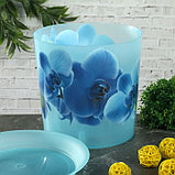 Кашпо с поддоном IDEA «Деко. Орхидея», 2,4 л, цвет голубой, фото 2
