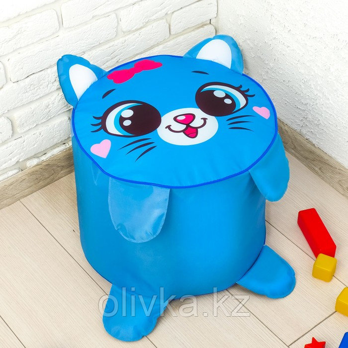 Мягкая игрушка «Пуфик: Кот» 40см × 40см, цвет голубой