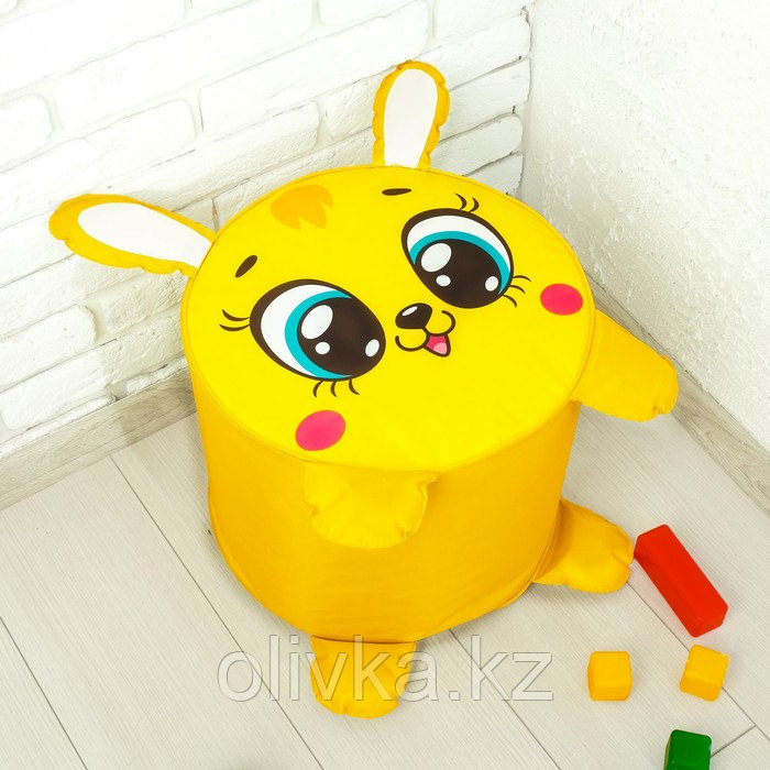 Мягкая игрушка «Пуфик: Заяц» 40см × 40см, цвет жёлтый