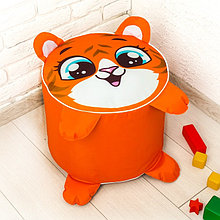 Игрушка-пуфик «Тигр», мягкая, 40 × 40 см, цвет оранжевый