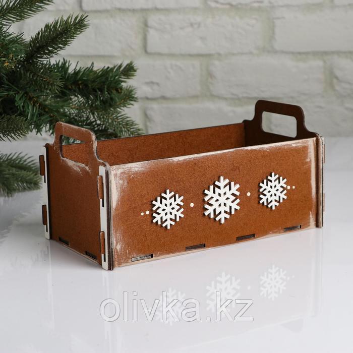 Кашпо деревянное, 24.5×13×11.5 см "Новогоднее. Ладья", подарочная упаковка, мокко