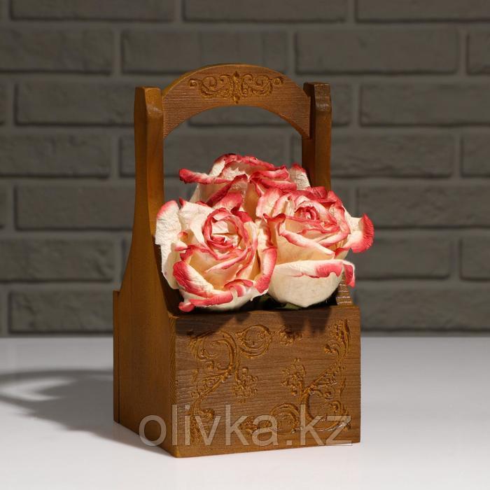 Кашпо деревянное "Хозяюшка", с ручкой, мокко, 14×12,5×10(27) см