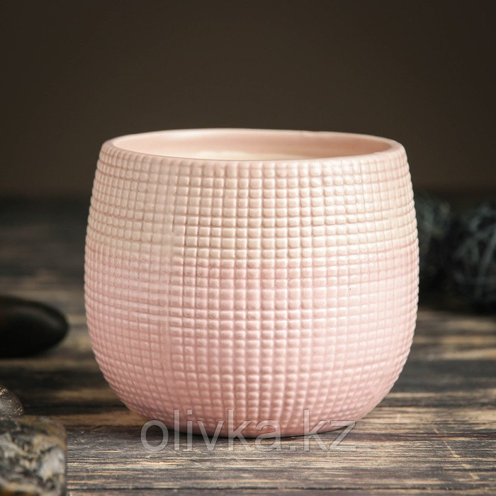 Кашпо керамическое розовое 10*10*10 см