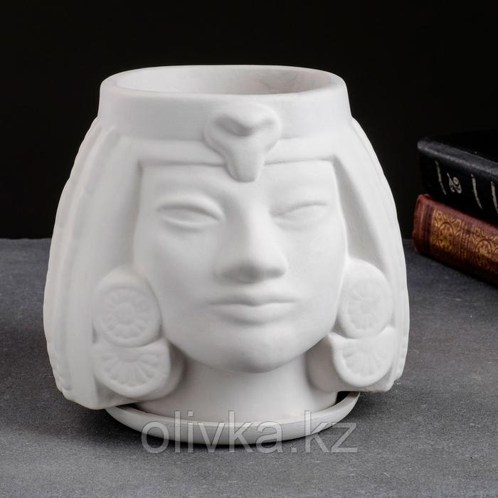 Фигурное кашпо "Африканка" белое, 16х17см