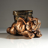 Кашпо "Слон с горшком'', бронзовый цвет, 0,5 л, микс, фото 2