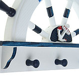 Вешалка интерьерная «Штурвал», 3 крючка, бело-синяя, 45 х 28 х 5 см, фото 7