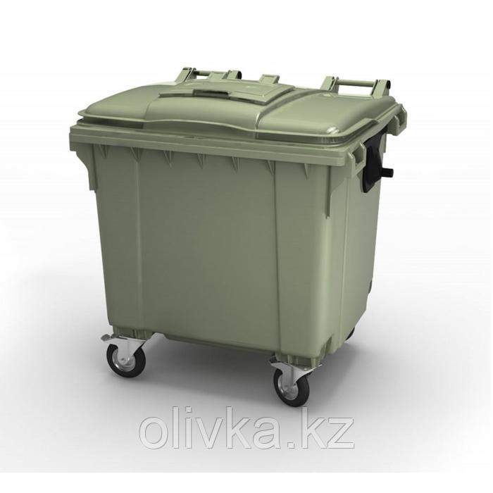 Передвижной мусорный контейнер 1100л., МКА-1100, 137х107,7х139,6см, зеленый