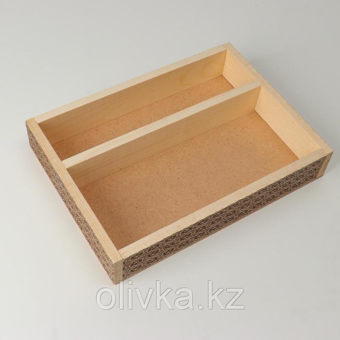 Кашпо деревянное, 27.5×20×4.5 см "Узоры", 2 отдела, гравировка - фото 2 - id-p88744256