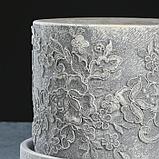 Горшок цветочный "Вышивка цилиндр" гипс, серый 2,5 литра, фото 2