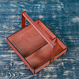 Кашпо деревянное 25×23×4.5 см "Макарунас Лайт", ручка (складная), коричневый Дарим Красиво, фото 2