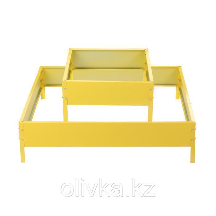 Клумба оцинкованная, 2 яруса, 50 × 50 см, 100 × 100 см, h = 30 см, жёлтая, «Квадро», Greengo