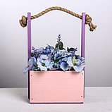 Кашпо флористическое с ручкой из верёвки, розово-фиолетовый, 15 х 12 х 8,5 / 25 см, фото 2