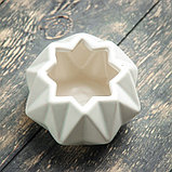 Кашпо керамическое "Треугольники" белое 10*10*7 см, фото 3