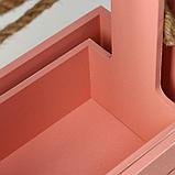 Набор кашпо деревянных 2 в 1 (25.5×15×30; 20×12×23) "Прованс", розовый, фото 5