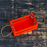 Кашпо деревянное 24.5×13.5×9 см "Двушка Лайт" реечное, ручка верёвка, красный Дарим Красиво, фото 2